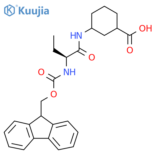 3-(2S)-2-({(9H-fluoren-9-yl)methoxycarbonyl}amino)butanamidocyclohexane-1-carboxylic acid structure