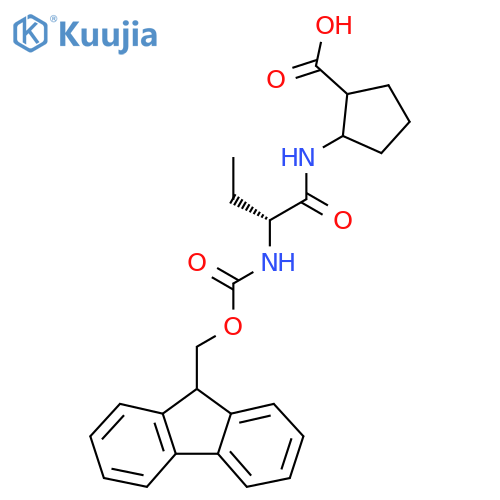 2-(2R)-2-({(9H-fluoren-9-yl)methoxycarbonyl}amino)butanamidocyclopentane-1-carboxylic acid structure