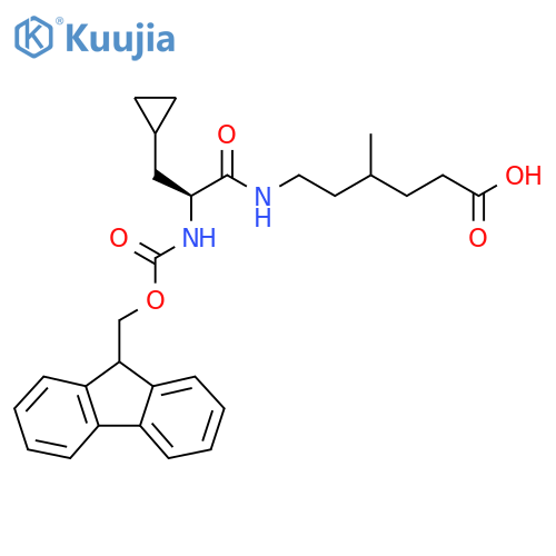 6-(2S)-3-cyclopropyl-2-({(9H-fluoren-9-yl)methoxycarbonyl}amino)propanamido-4-methylhexanoic acid structure