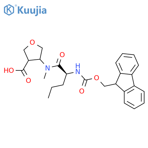 4-(2S)-2-({(9H-fluoren-9-yl)methoxycarbonyl}amino)-N-methylpentanamidooxolane-3-carboxylic acid structure