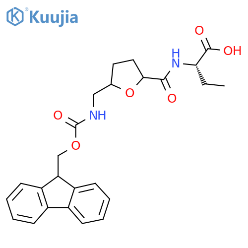 (2S)-2-({5-({(9H-fluoren-9-yl)methoxycarbonyl}amino)methyloxolan-2-yl}formamido)butanoic acid structure