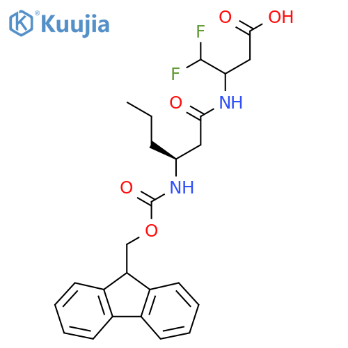 3-(3S)-3-({(9H-fluoren-9-yl)methoxycarbonyl}amino)hexanamido-4,4-difluorobutanoic acid structure