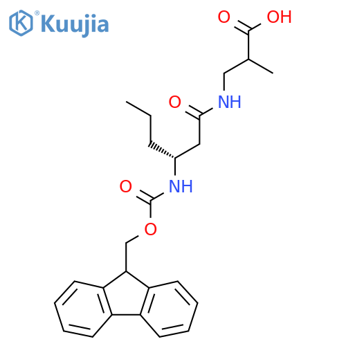 3-(3R)-3-({(9H-fluoren-9-yl)methoxycarbonyl}amino)hexanamido-2-methylpropanoic acid structure