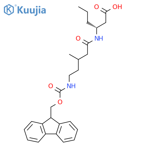 (3R)-3-5-({(9H-fluoren-9-yl)methoxycarbonyl}amino)-3-methylpentanamidohexanoic acid structure