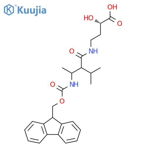 (2S)-4-3-({(9H-fluoren-9-yl)methoxycarbonyl}amino)-2-(propan-2-yl)butanamido-2-hydroxybutanoic acid structure
