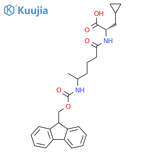 (2S)-3-cyclopropyl-2-5-({(9H-fluoren-9-yl)methoxycarbonyl}amino)hexanamidopropanoic acid structure