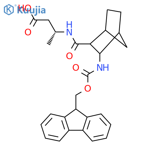 (3R)-3-{3-({(9H-fluoren-9-yl)methoxycarbonyl}amino)bicyclo2.2.1heptan-2-ylformamido}butanoic acid structure