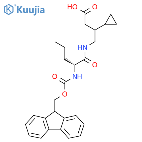 3-cyclopropyl-4-(2R)-2-({(9H-fluoren-9-yl)methoxycarbonyl}amino)pentanamidobutanoic acid structure
