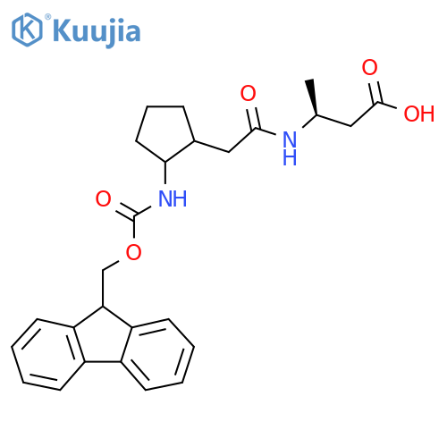 (3S)-3-{2-2-({(9H-fluoren-9-yl)methoxycarbonyl}amino)cyclopentylacetamido}butanoic acid structure