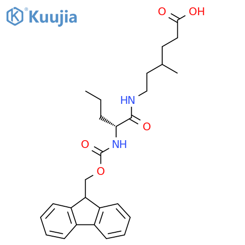 6-(2R)-2-({(9H-fluoren-9-yl)methoxycarbonyl}amino)pentanamido-4-methylhexanoic acid structure