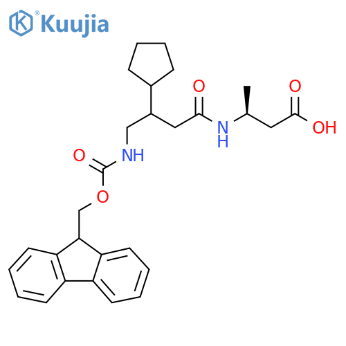 (3S)-3-3-cyclopentyl-4-({(9H-fluoren-9-yl)methoxycarbonyl}amino)butanamidobutanoic acid structure