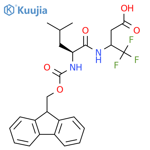 3-(2S)-2-({(9H-fluoren-9-yl)methoxycarbonyl}amino)-4-methylpentanamido-4,4,4-trifluorobutanoic acid structure