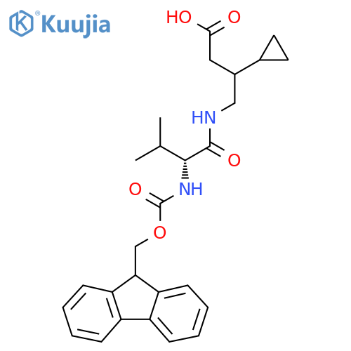 3-cyclopropyl-4-(2R)-2-({(9H-fluoren-9-yl)methoxycarbonyl}amino)-3-methylbutanamidobutanoic acid structure
