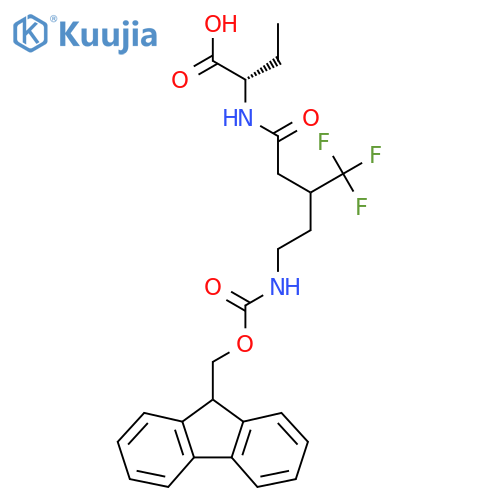 (2S)-2-5-({(9H-fluoren-9-yl)methoxycarbonyl}amino)-3-(trifluoromethyl)pentanamidobutanoic acid structure
