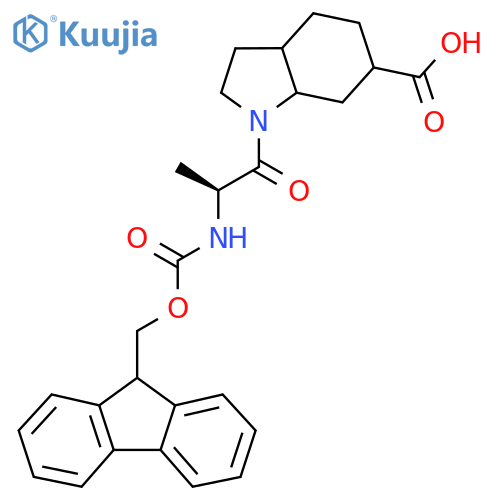 1-(2S)-2-({(9H-fluoren-9-yl)methoxycarbonyl}amino)propanoyl-octahydro-1H-indole-6-carboxylic acid structure