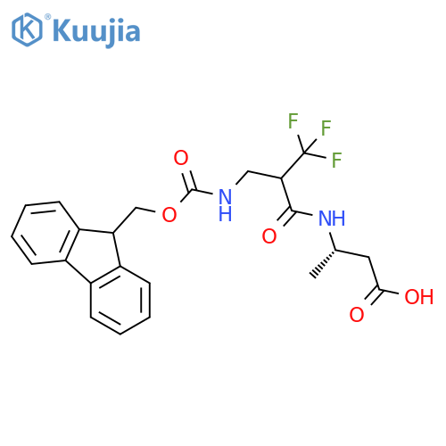 (3S)-3-{2-({(9H-fluoren-9-yl)methoxycarbonyl}amino)methyl-3,3,3-trifluoropropanamido}butanoic acid structure