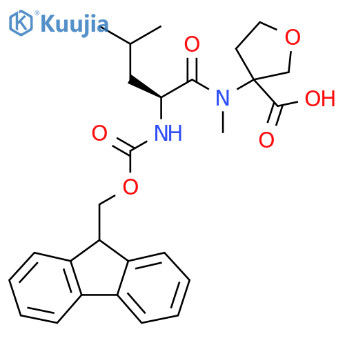 3-(2S)-2-({(9H-fluoren-9-yl)methoxycarbonyl}amino)-N,4-dimethylpentanamidooxolane-3-carboxylic acid structure