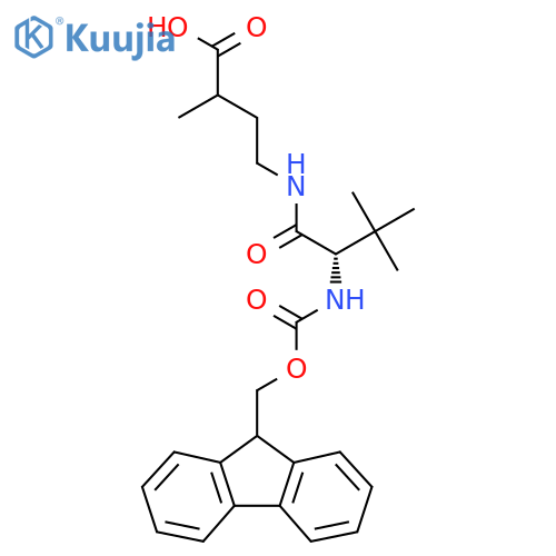4-(2S)-2-({(9H-fluoren-9-yl)methoxycarbonyl}amino)-3,3-dimethylbutanamido-2-methylbutanoic acid structure