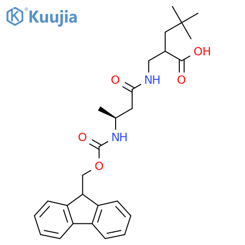2-{(3S)-3-({(9H-fluoren-9-yl)methoxycarbonyl}amino)butanamidomethyl}-4,4-dimethylpentanoic acid structure