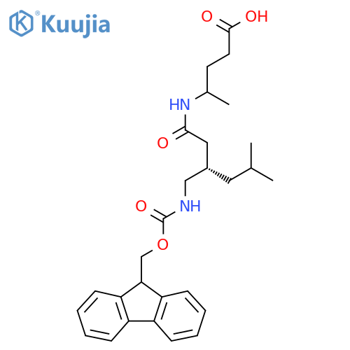 4-(3S)-3-({(9H-fluoren-9-yl)methoxycarbonyl}amino)methyl-5-methylhexanamidopentanoic acid structure