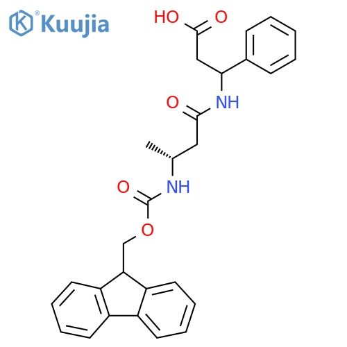 3-(3R)-3-({(9H-fluoren-9-yl)methoxycarbonyl}amino)butanamido-3-phenylpropanoic acid structure
