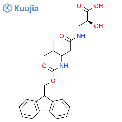 (2S)-3-3-({(9H-fluoren-9-yl)methoxycarbonyl}amino)-4-methylpentanamido-2-hydroxypropanoic acid structure