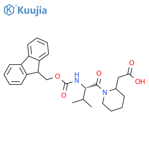 2-{1-(2S)-2-({(9H-fluoren-9-yl)methoxycarbonyl}amino)-3-methylbutanoylpiperidin-2-yl}acetic acid structure