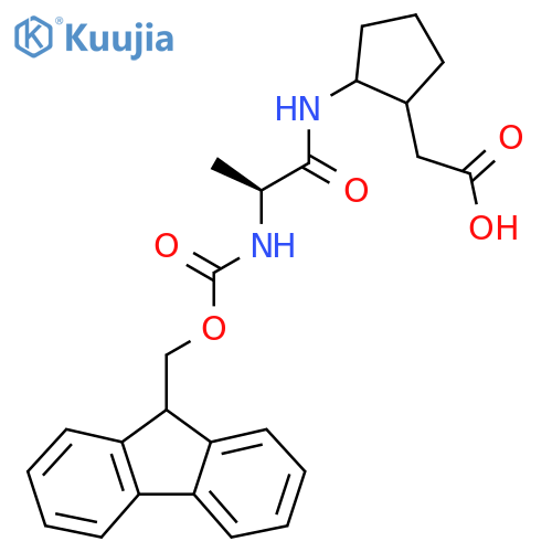 2-{2-(2S)-2-({(9H-fluoren-9-yl)methoxycarbonyl}amino)propanamidocyclopentyl}acetic acid structure
