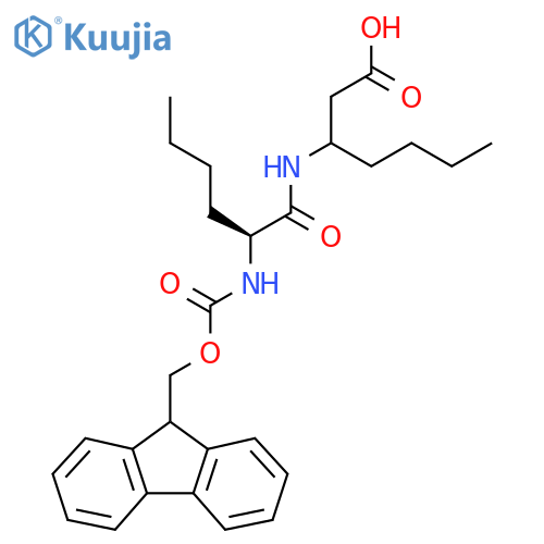 3-(2S)-2-({(9H-fluoren-9-yl)methoxycarbonyl}amino)hexanamidoheptanoic acid structure