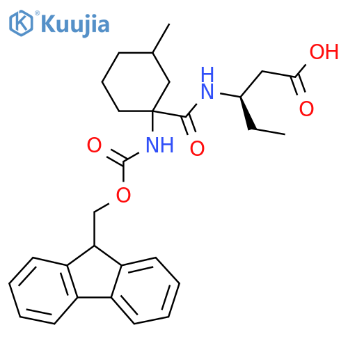 (3R)-3-{1-({(9H-fluoren-9-yl)methoxycarbonyl}amino)-3-methylcyclohexylformamido}pentanoic acid structure