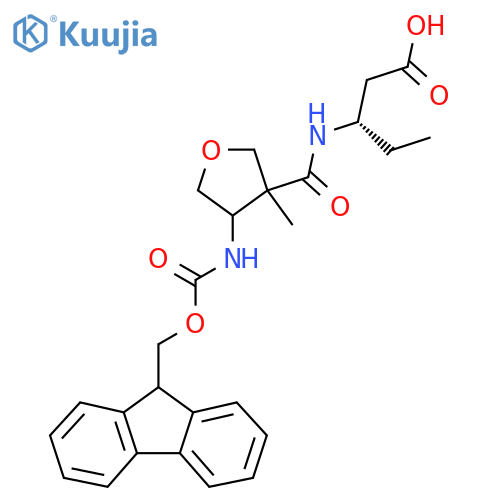 (3S)-3-{4-({(9H-fluoren-9-yl)methoxycarbonyl}amino)-3-methyloxolan-3-ylformamido}pentanoic acid structure