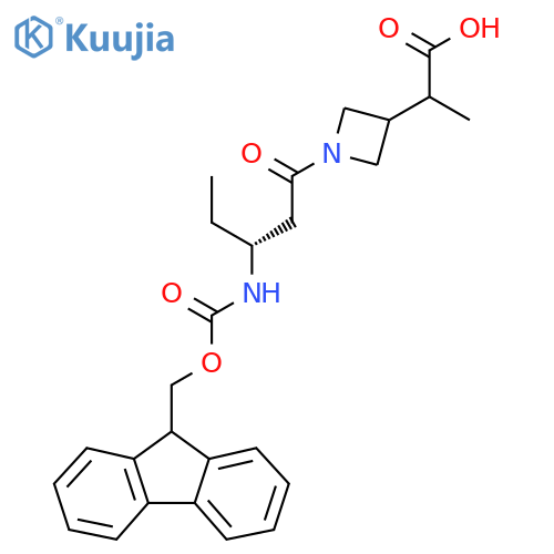 2-{1-(3R)-3-({(9H-fluoren-9-yl)methoxycarbonyl}amino)pentanoylazetidin-3-yl}propanoic acid structure