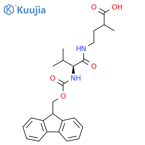 4-(2S)-2-({(9H-fluoren-9-yl)methoxycarbonyl}amino)-3-methylbutanamido-2-methylbutanoic acid structure