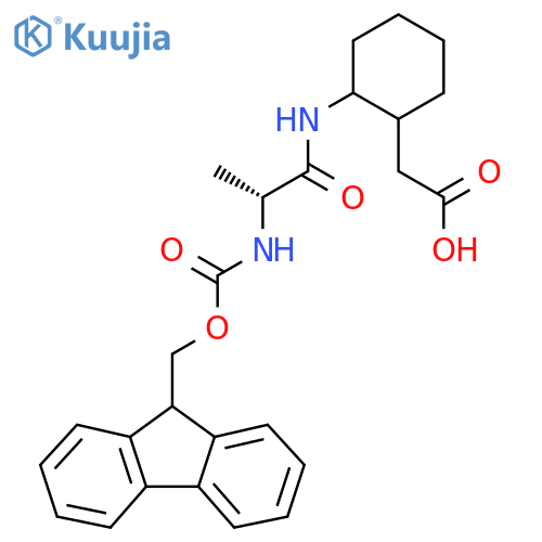 2-{2-(2R)-2-({(9H-fluoren-9-yl)methoxycarbonyl}amino)propanamidocyclohexyl}acetic acid structure
