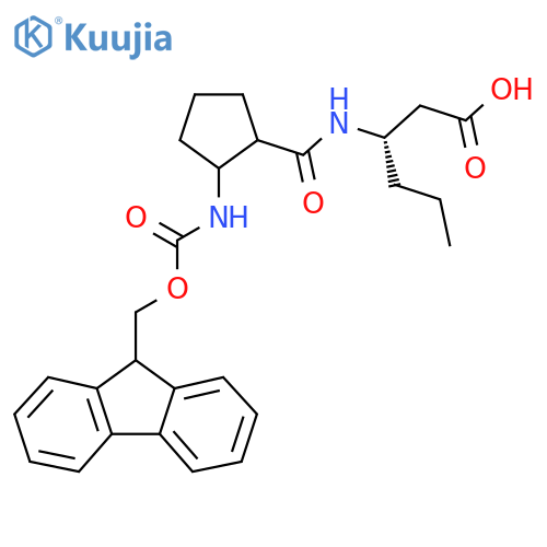 (3S)-3-{2-({(9H-fluoren-9-yl)methoxycarbonyl}amino)cyclopentylformamido}hexanoic acid structure