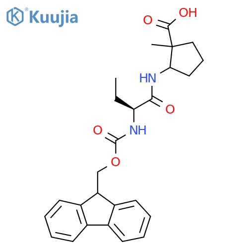 2-(2S)-2-({(9H-fluoren-9-yl)methoxycarbonyl}amino)butanamido-1-methylcyclopentane-1-carboxylic acid structure