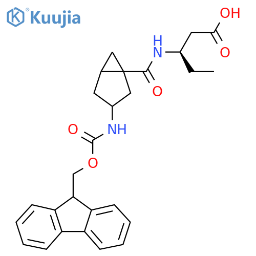 (3R)-3-{3-({(9H-fluoren-9-yl)methoxycarbonyl}amino)bicyclo3.1.0hexan-1-ylformamido}pentanoic acid structure