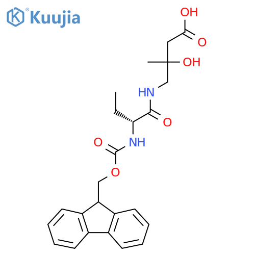 4-(2R)-2-({(9H-fluoren-9-yl)methoxycarbonyl}amino)butanamido-3-hydroxy-3-methylbutanoic acid structure