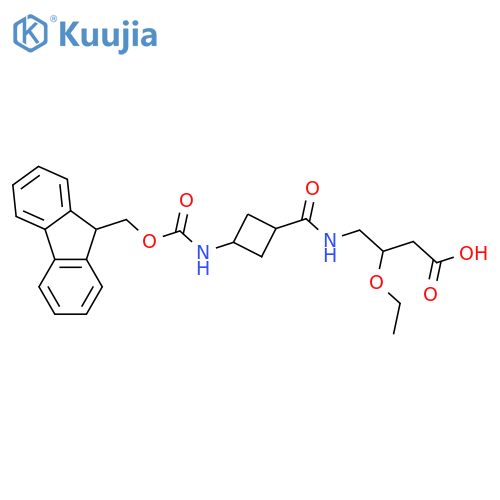 3-ethoxy-4-{(1s,3s)-3-({(9H-fluoren-9-yl)methoxycarbonyl}amino)cyclobutylformamido}butanoic acid structure