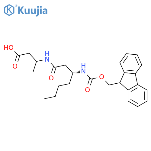 3-(3R)-3-({(9H-fluoren-9-yl)methoxycarbonyl}amino)heptanamidobutanoic acid structure