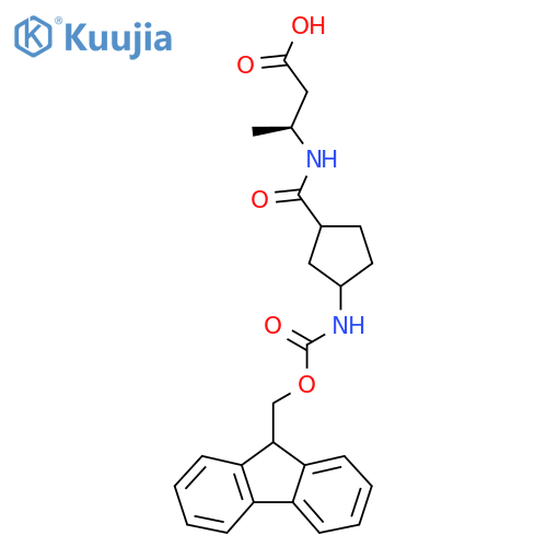 (3S)-3-{[3-({[(9H-fluoren-9-yl)methoxy]carbonyl}amino)cyclopentyl]formamido}butanoic acid structure