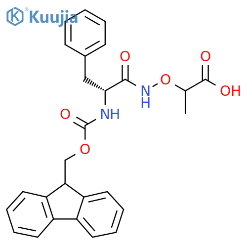 2-{(2R)-2-({(9H-fluoren-9-yl)methoxycarbonyl}amino)-3-phenylpropanamidooxy}propanoic acid structure