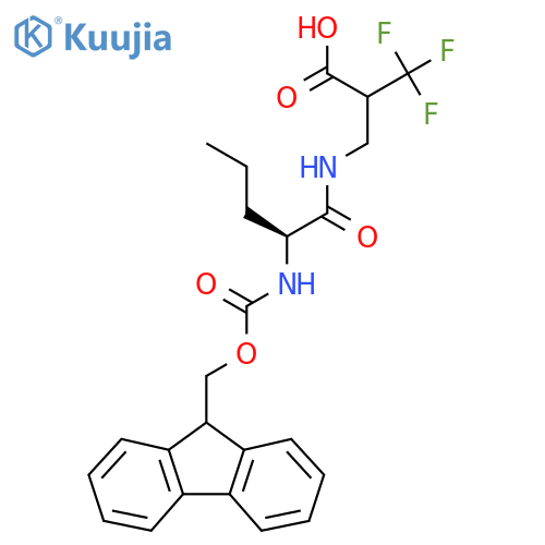 3-[(2S)-2-({[(9H-fluoren-9-yl)methoxy]carbonyl}amino)pentanamido]-2-(trifluoromethyl)propanoic acid structure