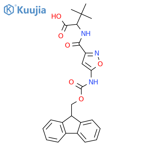 2-{5-({(9H-fluoren-9-yl)methoxycarbonyl}amino)-1,2-oxazol-3-ylformamido}-3,3-dimethylbutanoic acid structure