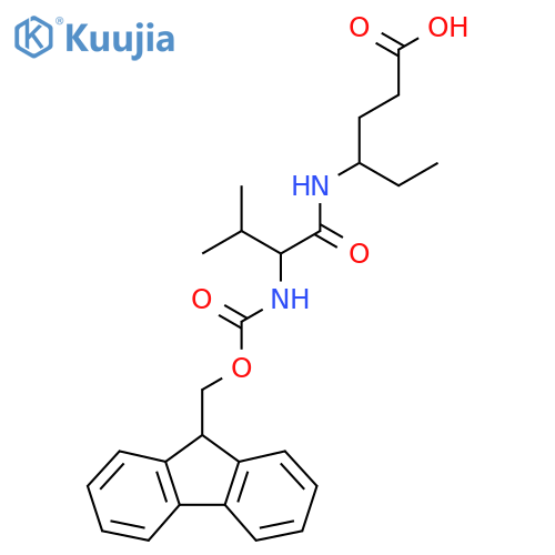 4-2-({(9H-fluoren-9-yl)methoxycarbonyl}amino)-3-methylbutanamidohexanoic acid structure