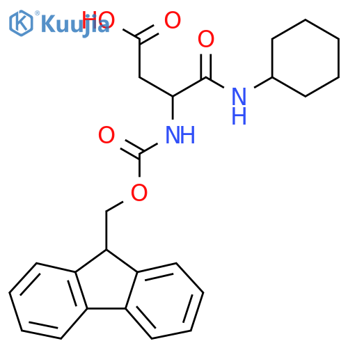 3-(cyclohexylcarbamoyl)-3-({(9H-fluoren-9-yl)methoxycarbonyl}amino)propanoic acid structure