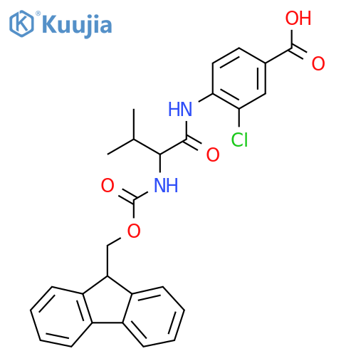 3-chloro-4-2-({(9H-fluoren-9-yl)methoxycarbonyl}amino)-3-methylbutanamidobenzoic acid structure