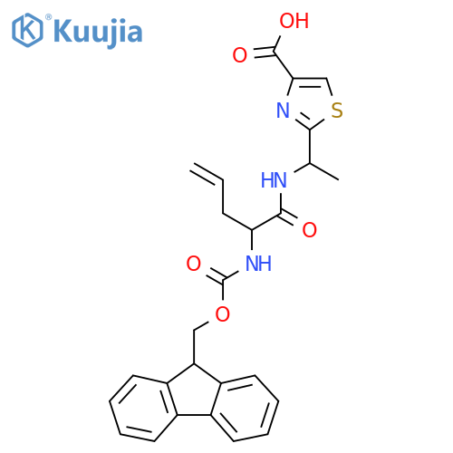 2-{1-2-({(9H-fluoren-9-yl)methoxycarbonyl}amino)pent-4-enamidoethyl}-1,3-thiazole-4-carboxylic acid structure