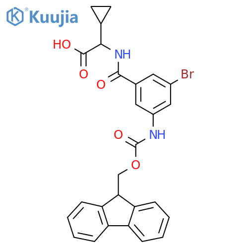 2-{3-bromo-5-({(9H-fluoren-9-yl)methoxycarbonyl}amino)phenylformamido}-2-cyclopropylacetic acid structure