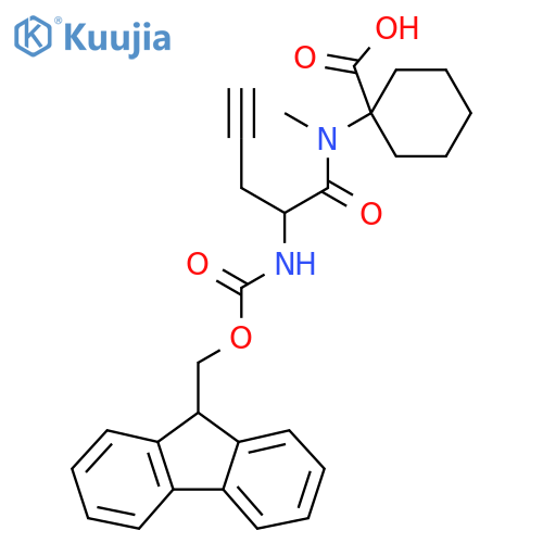 1-2-({(9H-fluoren-9-yl)methoxycarbonyl}amino)-N-methylpent-4-ynamidocyclohexane-1-carboxylic acid structure